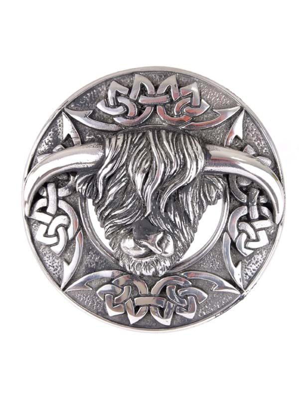 Coo Plaid Brooch - Antique Silver Finish
